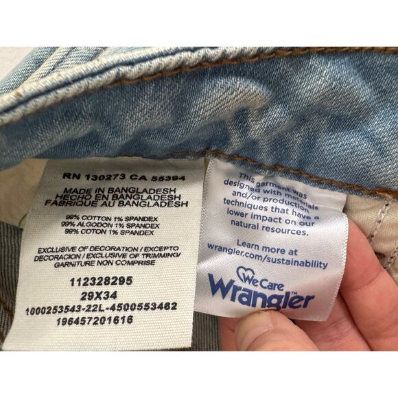 wrangler Retro Trumpet flare jeans light denim distressed western 90s sz 29x34 - Picture 11 of 12